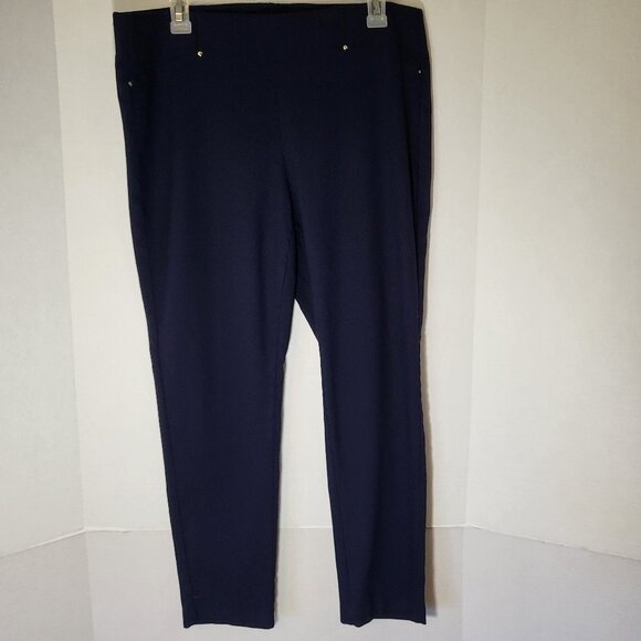 Rafaella Comfort Stretch Pull On Dress Pants Size 16 Navy Blue - Picture 1 of 7